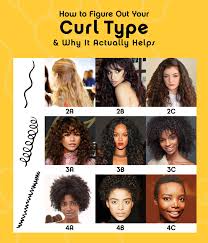 "Different curl types displayed, from loose waves to tight coils, helping users identify their curl type for better hair care."