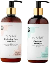 "Fix My Curls Shampoo and Conditioner Set - Best duo for shiny, frizz-free curly hair."